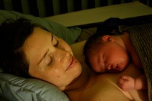 Peacefully in bed snuggling my baby girl